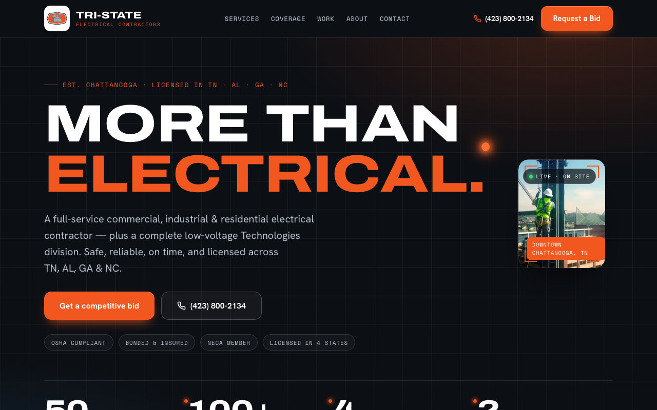 Redesigned Tri-State Electrical website